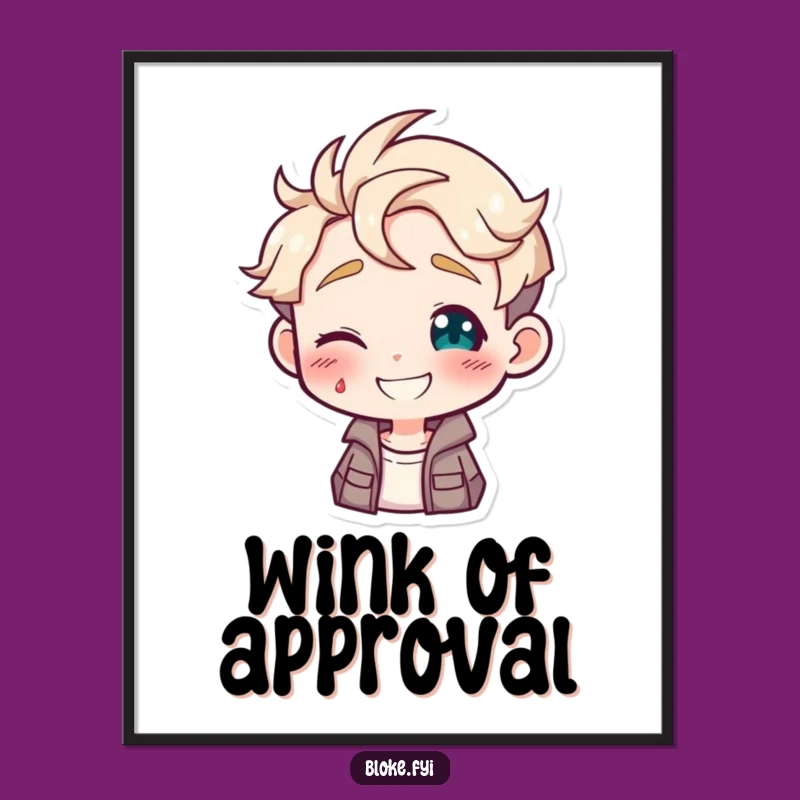 Funny Winking Guy Poster, Artful Gift for Playful Spaces