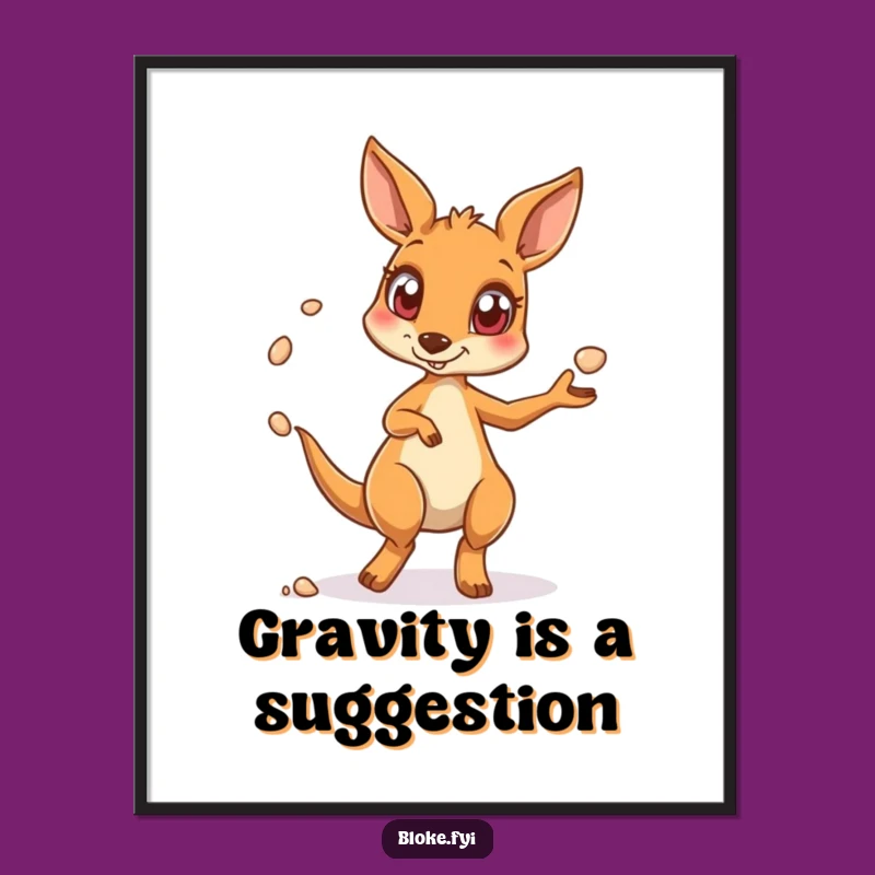 Funny Kangaroo Poster, Wide-Eyed Juggler Art, Hilarious Wall Decor for Any Room