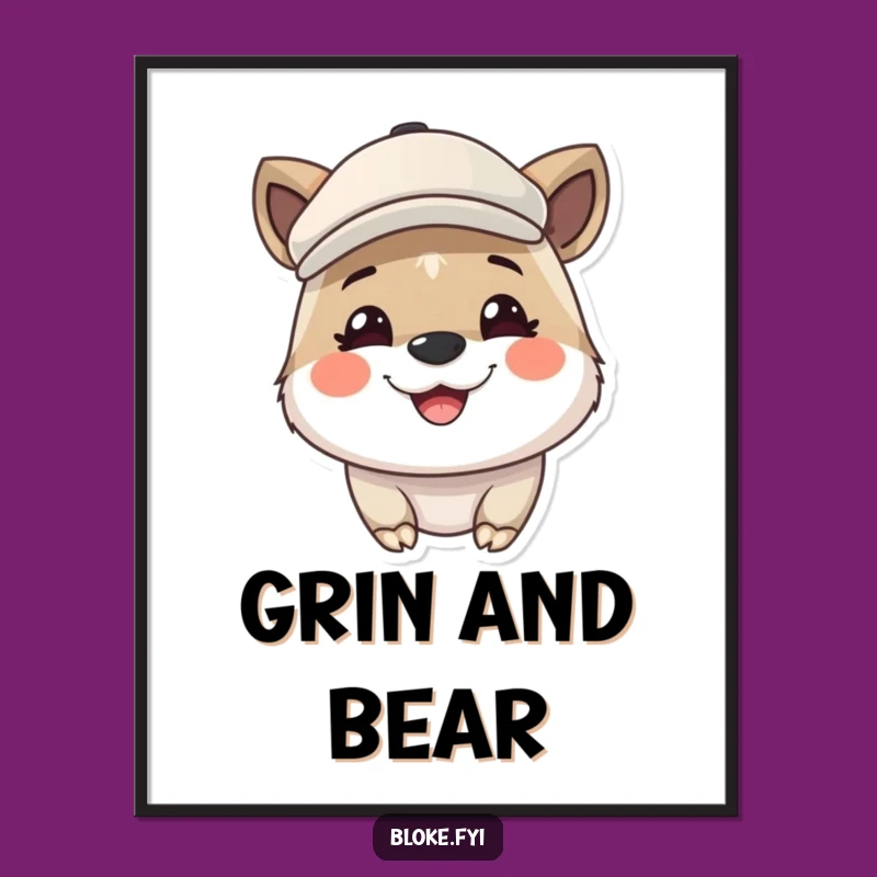 Funny Cute Animal Flat Cap Poster - Whimsical Wall Art for a Grin