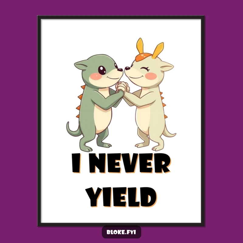 Funny Arm Wrestle Creature Poster: Artful Competition for Your Space