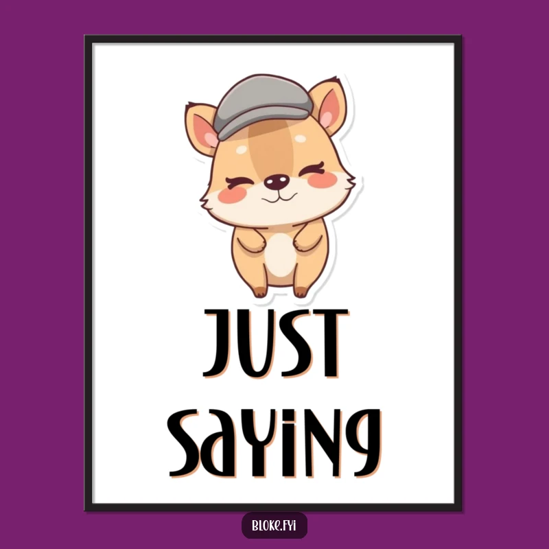 Funny Stout Animal Flat Cap Wink Poster: Charming Wall Art for Laughs