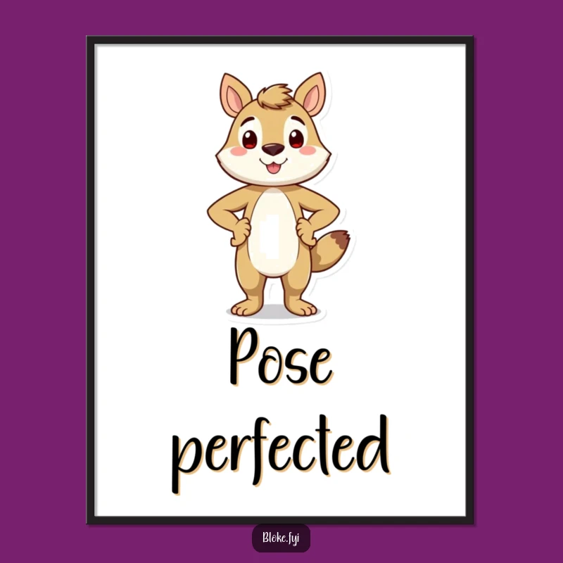 Funny Proud Animal Poster - Smiling Character Standing Tall Art
