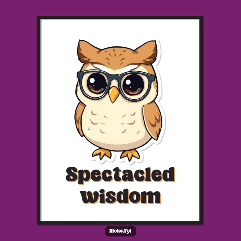 Funny Owl Spectacles Poster, Wise Owl Wall Art, Intellectual Decor Gift