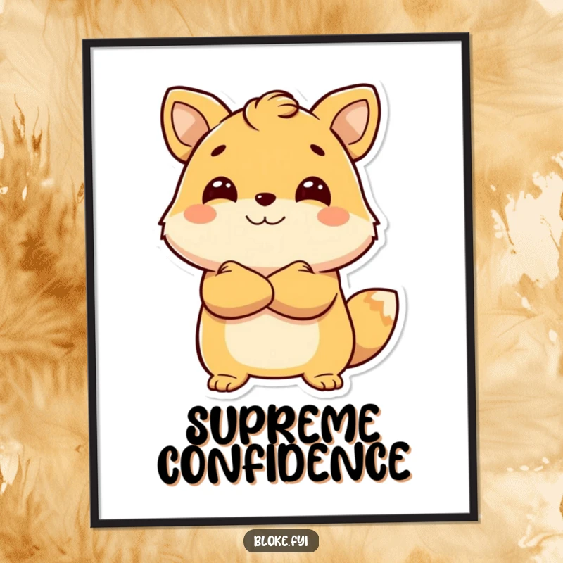 Funny Poster print of a smiling animal with arms crossed, looking ahead boldly, conveying a message of self-assurance.