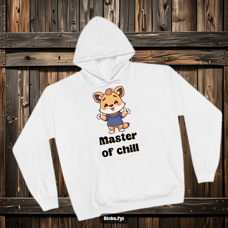Funny hoodie featuring an energetic animal character in a funny, casual pose, offering cozy warmth and humorous style.