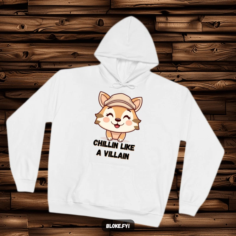 Funny hoodie featuring a cute animal wearing a stylish flat cap and a broad, cheeky grin, showcasing playful warmth.