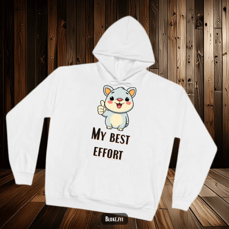 Funny Bold Animal Hoodie with distinct lines, giving a hearty thumbs-up, symbolizing warmth and positive encouragement.