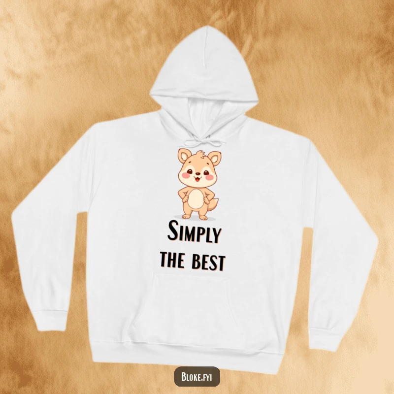 Funny Hoodie: An animal character stands proudly with hands on hips, smiling confidently, showcasing a hilarious and empowering design.