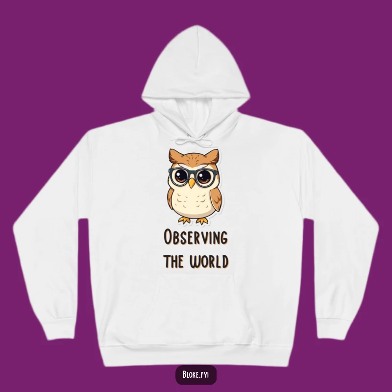 Cozy Funny Owl Spectacles Hoodie, Smart Scholar Sweatshirt, Warm Intellectual Comfort