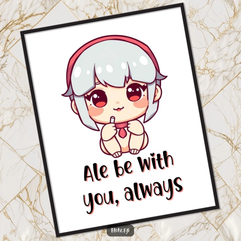 Funny free printable wall art: An amiable character with a friendly face joyfully offers a frothy pint, perfect for a cozy bar or kitchen.