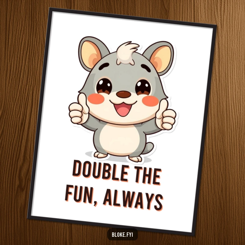 Funny Free Printable Wall Art: Cheerful animal character giving a double thumbs up with a wide, happy smile.