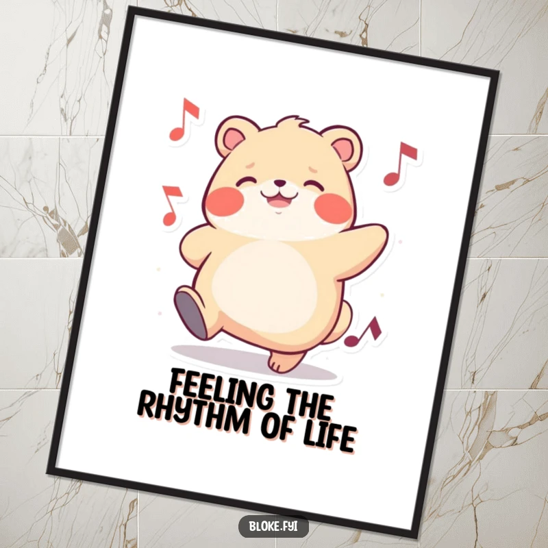 Funny Free Printable Wall Art: Chubby animal happily tapping foot to unseen music, radiating pure, rhythmic contentment and playful vibes.