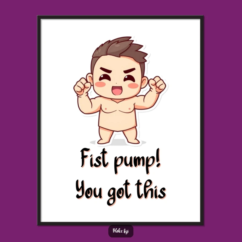 Funny Free Printable Wall Art: Fist Bump Character, Energetic Downloadable Decor