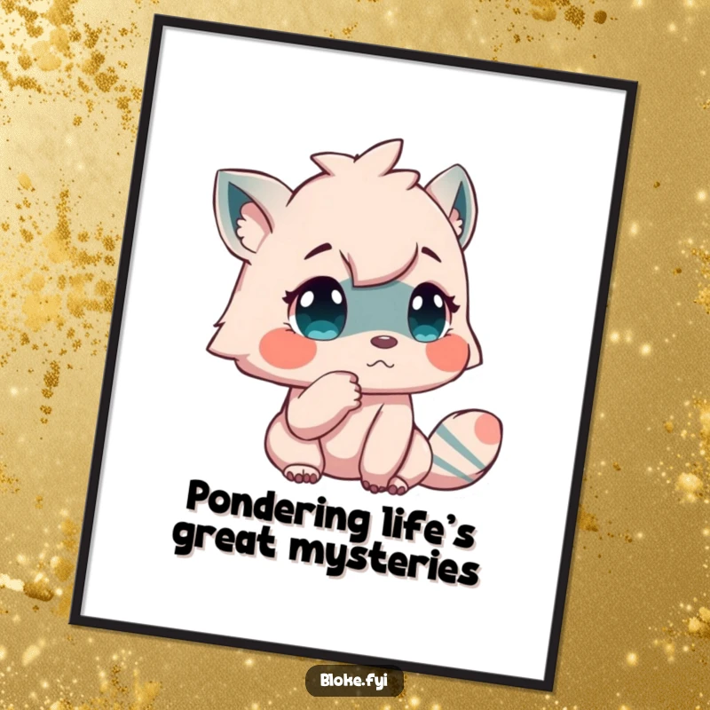 Funny Free Printable Wall Art: Creature tapping chin in deep thought, adding intellectual humor to any room.