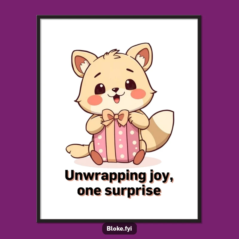 Free Printable Wall Art: Excited Bloke Animal's Gift Surprise Funny Downloadable Decor