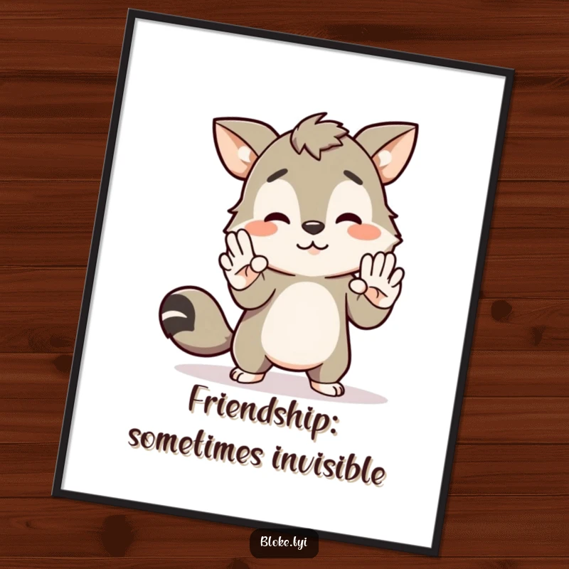 Funny Free Printable Wall Art: Animal character attempting an awkward high-five with an invisible friend, a humorous statement piece.