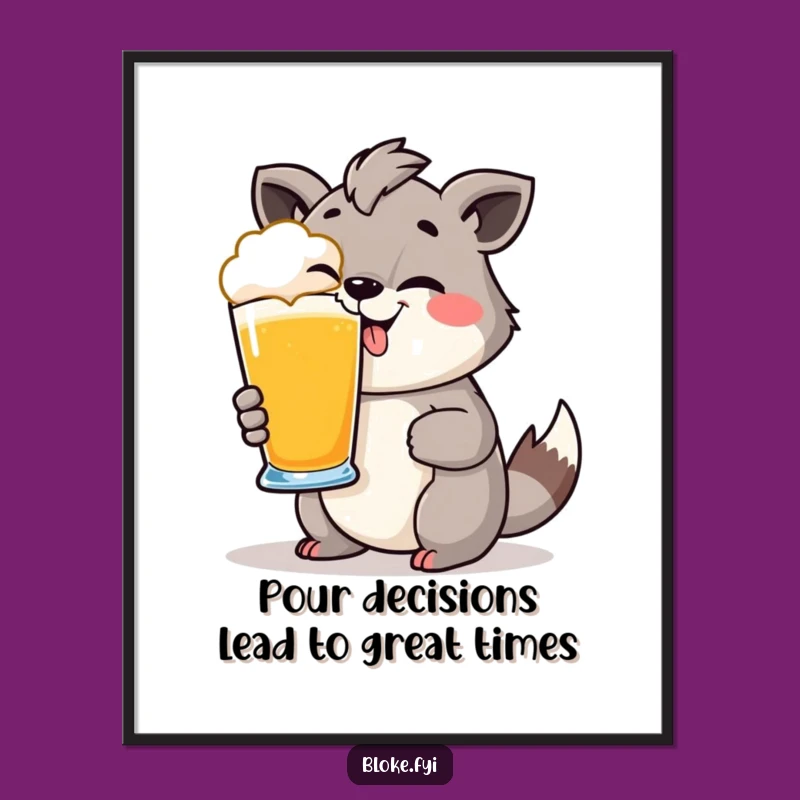 Funny Free Printable Wall Art: Cheeky Animal Cheers with Pint, Downloadable Bar Humor