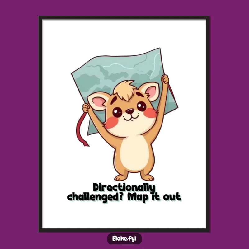 Funny Free Printable Wall Art: Lost Map Bloke Animal Humor Downloadable Decor