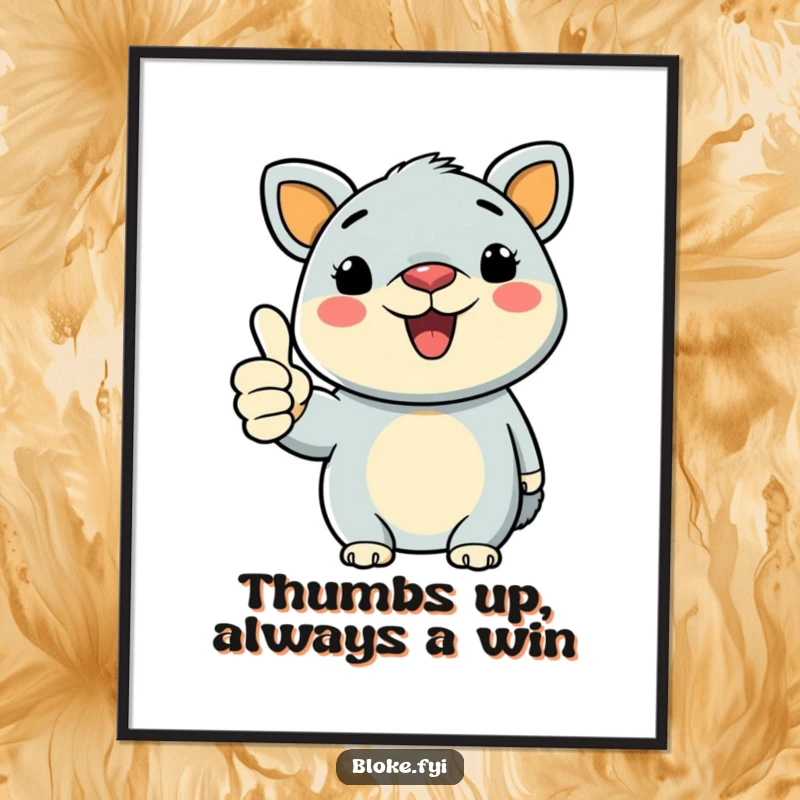 Funny Free Printable Wall Art: A bold animal drawing gives a hearty thumbs-up, perfect for a cheerful, graphic look.