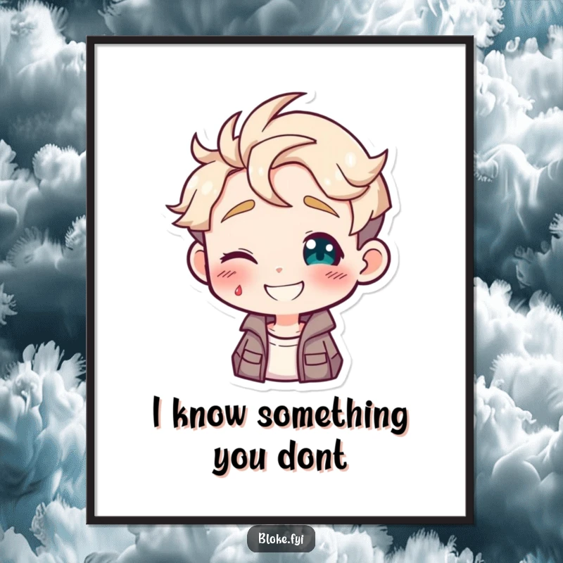 Funny Free Printable Wall Art: A handsome guy with a warm smile delivers a confident, playful wink.