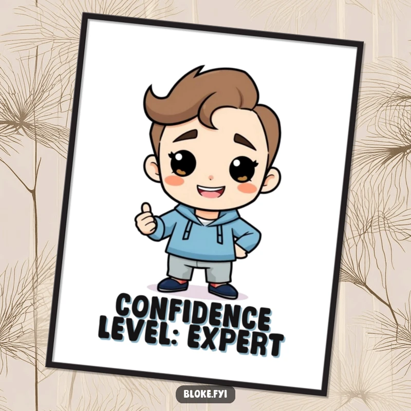 Funny Free Printable Wall Art: Simple guy with a cheeky grin striking a confident, playful pose.