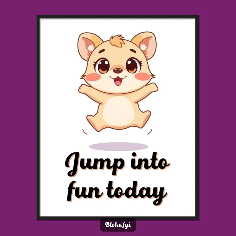 Free Printable Wall Art: Excited Animal Clumsy Jump Funny Downloadable Art Decor