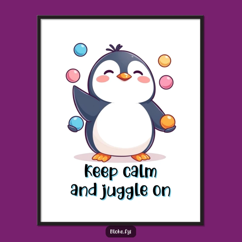 Free Printable Wall Art: Penguin Juggler Downloadable Whimsical Decor