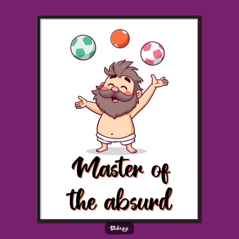 Funny Printable Wall Art: Hairy Juggler's Amusing Act Free Downloadable Art