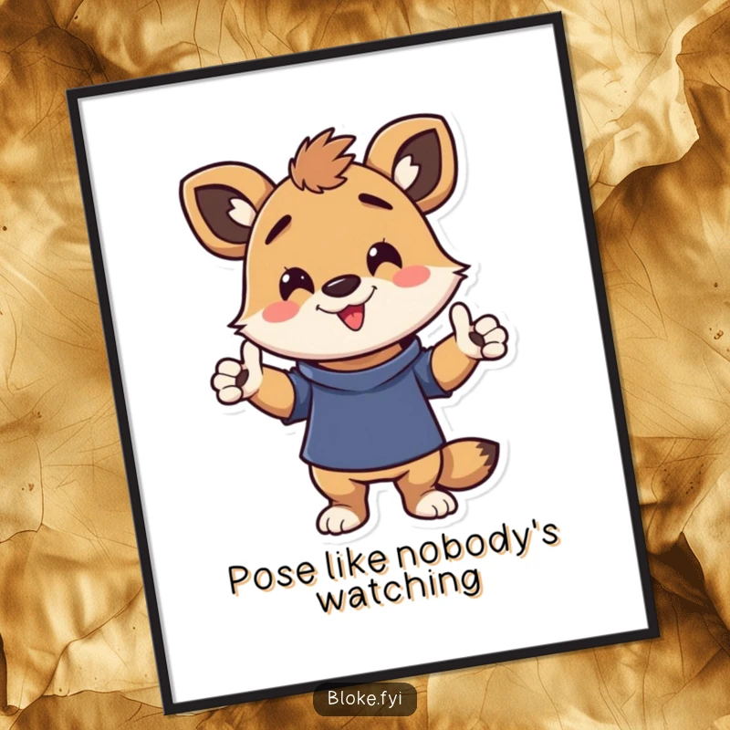 Funny Free Printable Wall Art: An energetic animal character striking a humorous and casual pose, adding fun to wall decor.