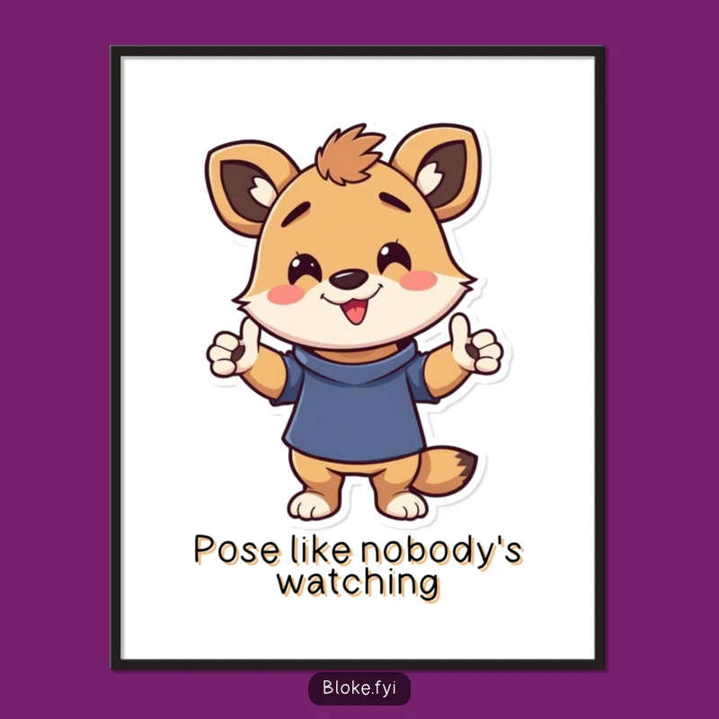 Free Printable Wall Art: Funny Animal Pose, Casual Character, Downloadable Decor