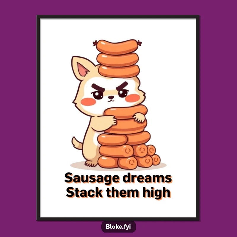 Funny Free Printable Wall Art: Sausage Tower Bloke Animal Humor Downloadable Decor