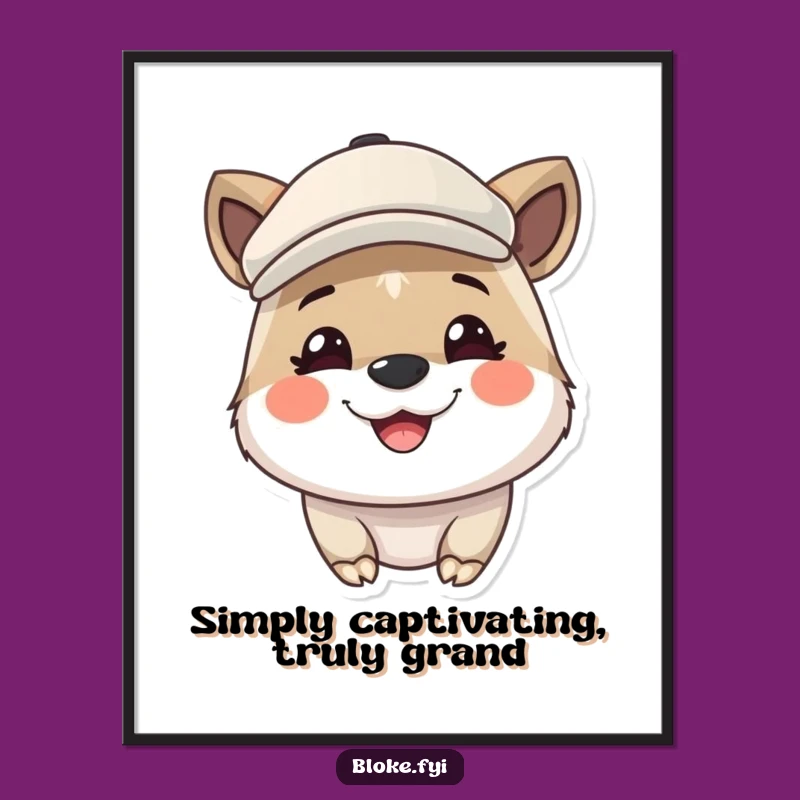 Funny Free Printable Wall Art: Cute Flat Cap Animal Grinning Whimsical Downloadable Decor