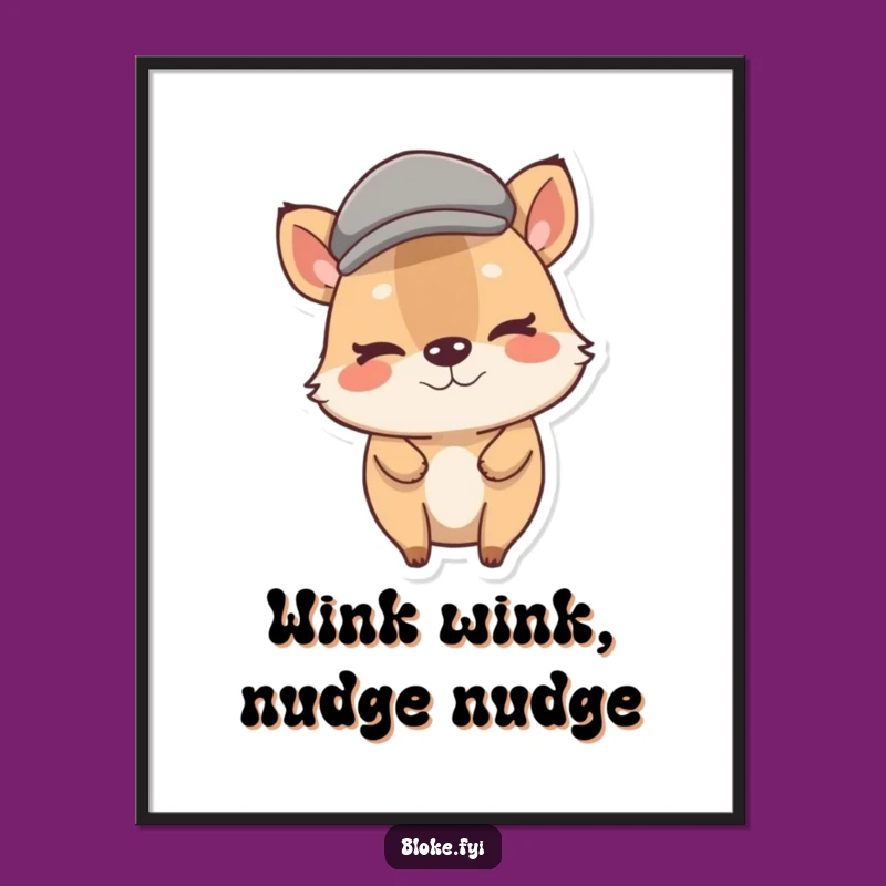 Funny Free Printable Wall Art: Winking Stout Animal, Humorous Downloadable Decor