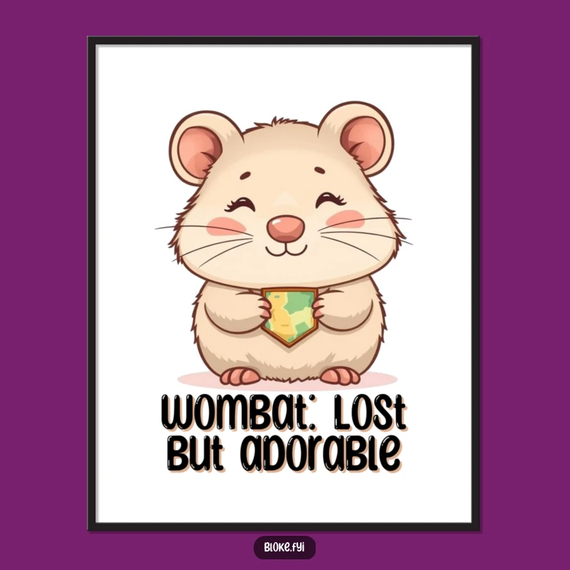 Funny Free Printable Wall Art: Shy Wombat Digital Download Decor