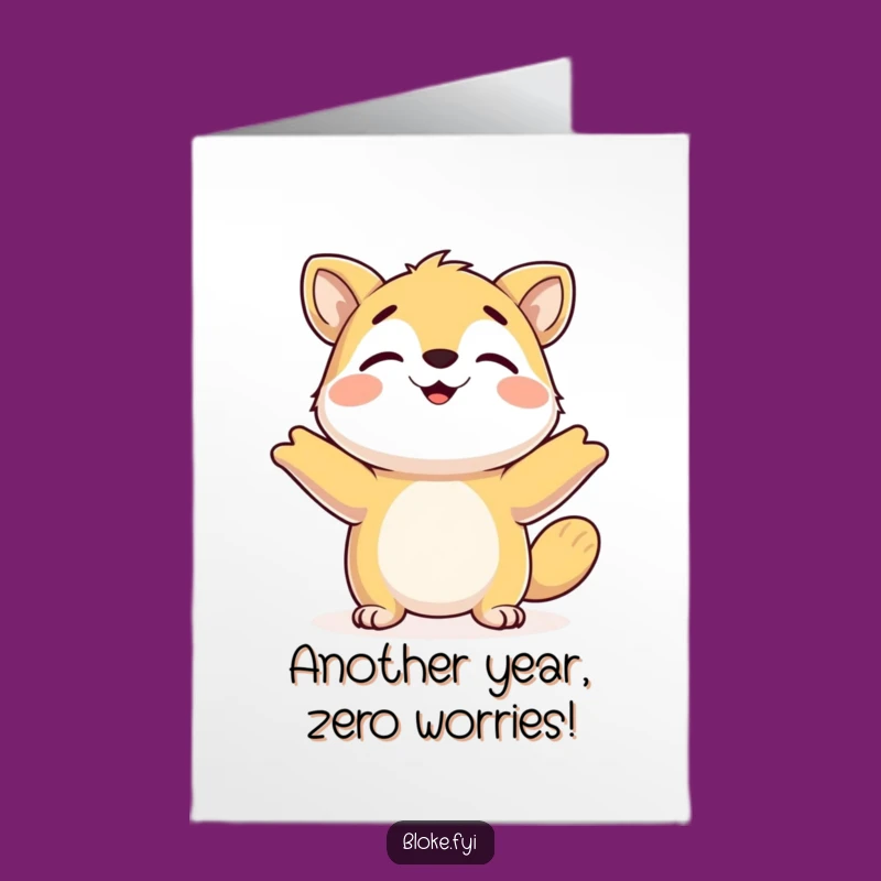 Free Printable Birthday Card: Relaxed Shrugging Animal, Funny Downloadable Joyful Gift