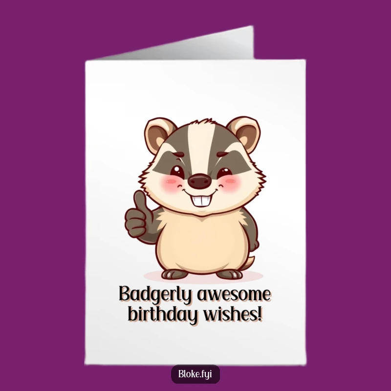 Free Printable Badger Birthday Card: Funny Thumbs Up Wink Downloadable Gift