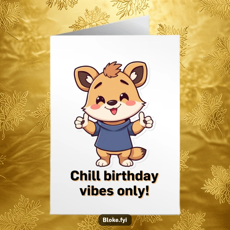 Funny Free Printable Birthday Card: An energetic animal character striking a humorous and casual pose, ready to celebrate.