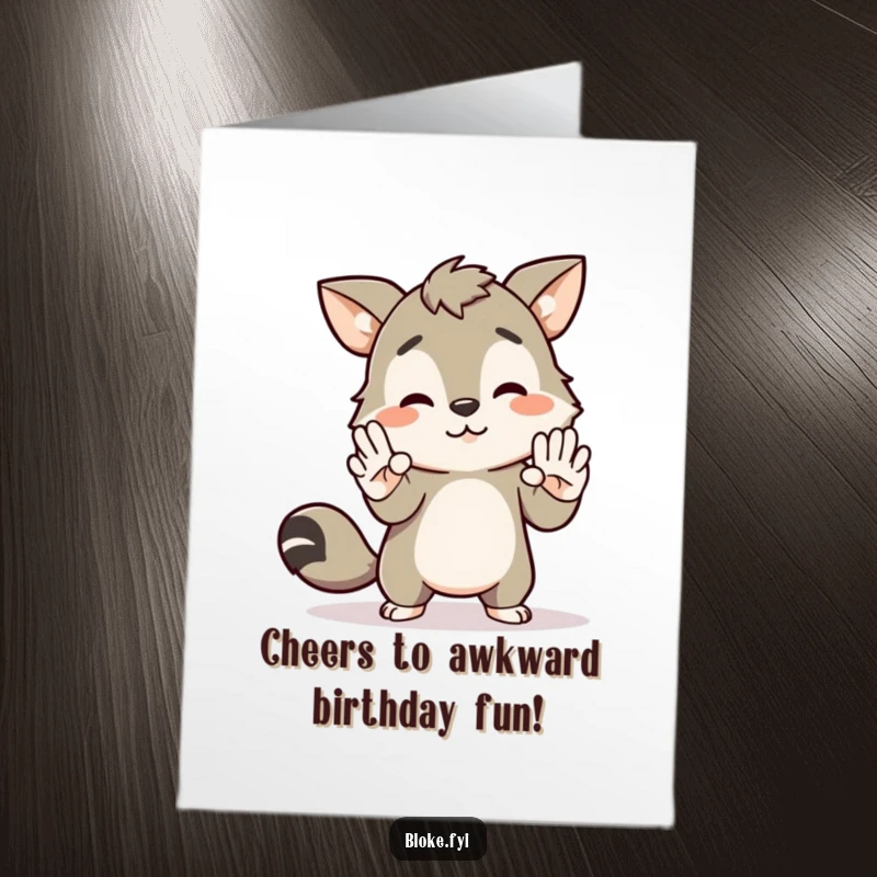 Funny Free Printable Birthday Card: Animal character awkwardly reaching for a high-five with an empty space, pure comedic gold.