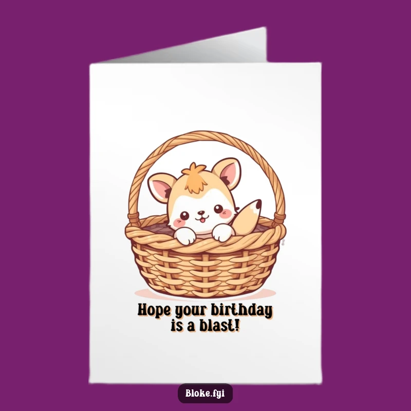 Free Printable Birthday Card: Basket Mishap Creature - Funny Downloadable DIY Gift