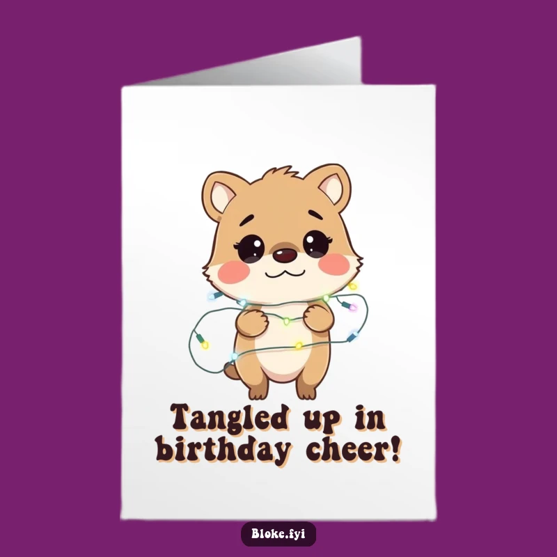 Free Printable Birthday Card: Bewildered Bloke Animal Fairy Light Fiasco Funny Downloadable Gift