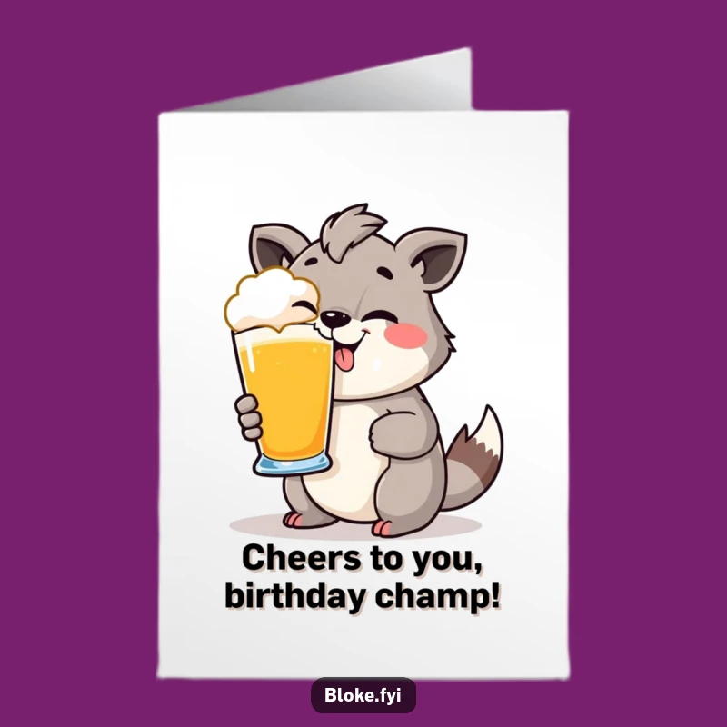 Free Printable Birthday Card: Cheeky Animal Cheers, Funny Pint Glass Downloadable Gift