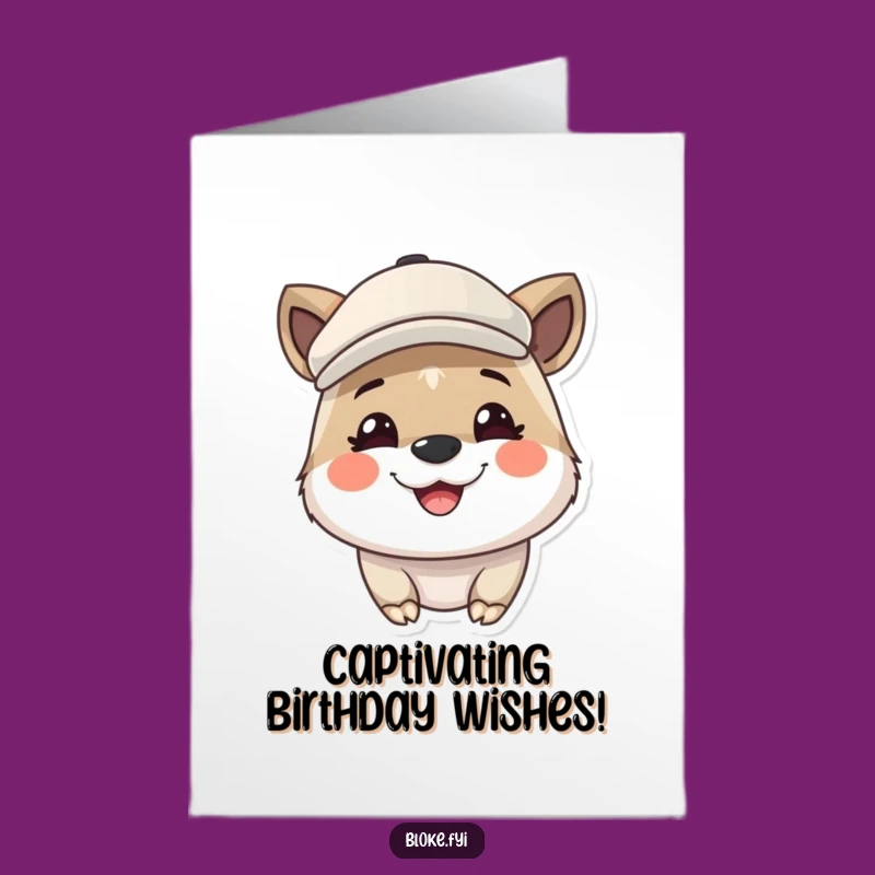 Free Printable Birthday Card: Cute Flat Cap Animal Grinning Funny Downloadable Gift
