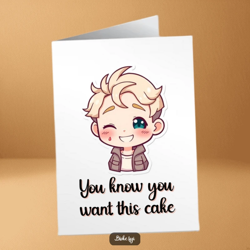 Funny Free Printable Birthday Card featuring a smiling guy character giving a charming, playful wink to the viewer.