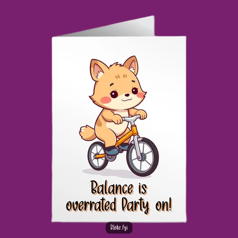 Free Printable Funny Birthday Card: Awkward Unicycle Bloke Animal Humor Downloadable Gift