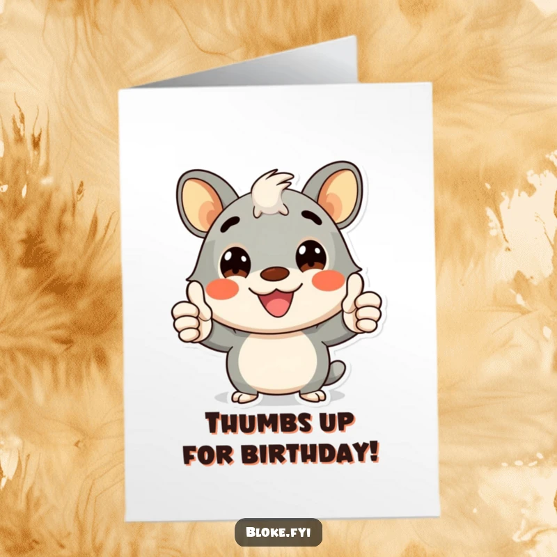 Funny Free Printable Birthday Card: Cheerful animal character giving a double thumbs up with a big smile.