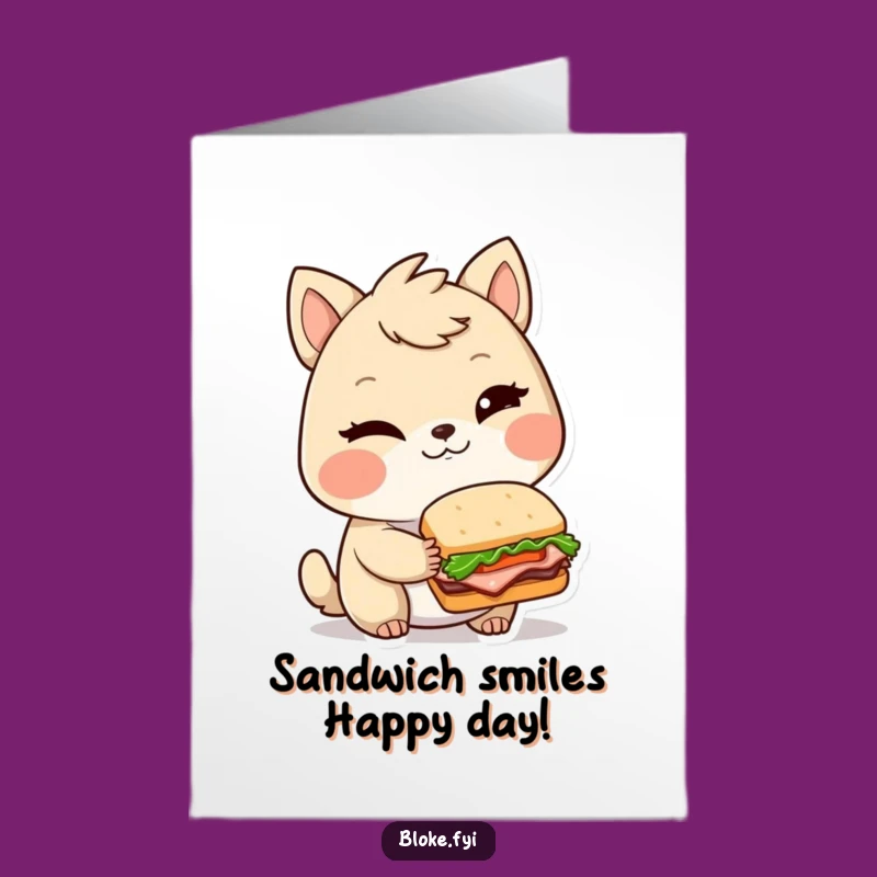 Free Printable Funny Birthday Card: Tiny Sandwich Bloke Animal Humor Downloadable Gift