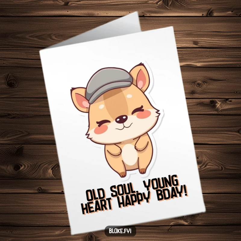 Funny Free Printable Birthday Card featuring a stout animal in a flat cap, winking playfully, perfect for a humorous celebration.