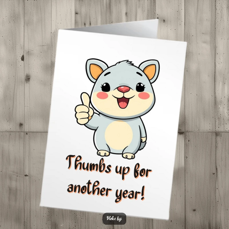 Funny Free Printable Birthday Card: A bold animal drawing gives a hearty thumbs-up, conveying pure birthday cheer.