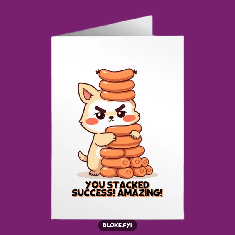 Congrats Free Printable Card: Sausage Tower Bloke Animal Humor Downloadable Gift