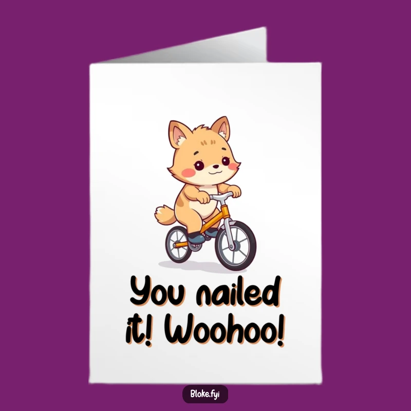 Congrats Free Printable Card: Wobbly Unicycle Bloke Animal Humor Downloadable Gift